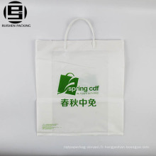 Personnalisé plein blanc imprimé écologique PE sacs à provisions en plastique doux boucle poignée sac